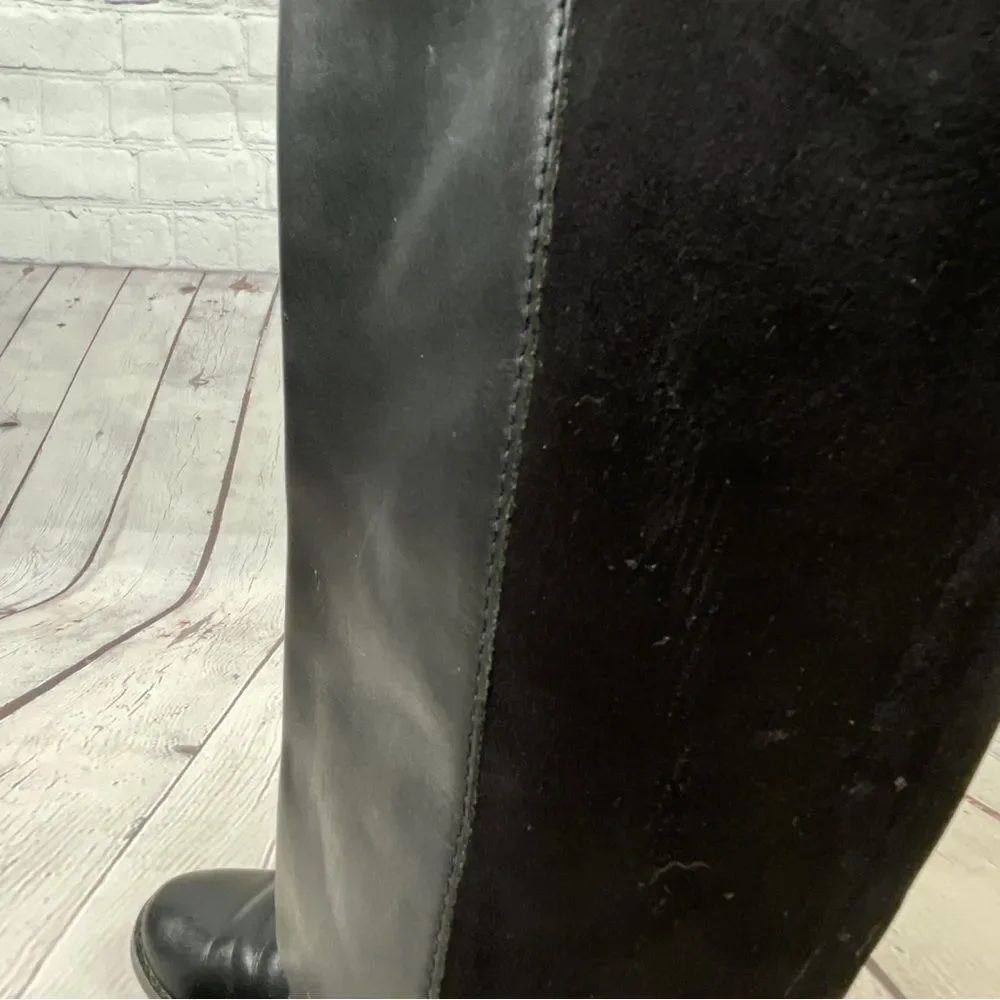 COLE HAAN Adler black leather & suede tall pull on riding boots, size 6 - Picture 3 of 13